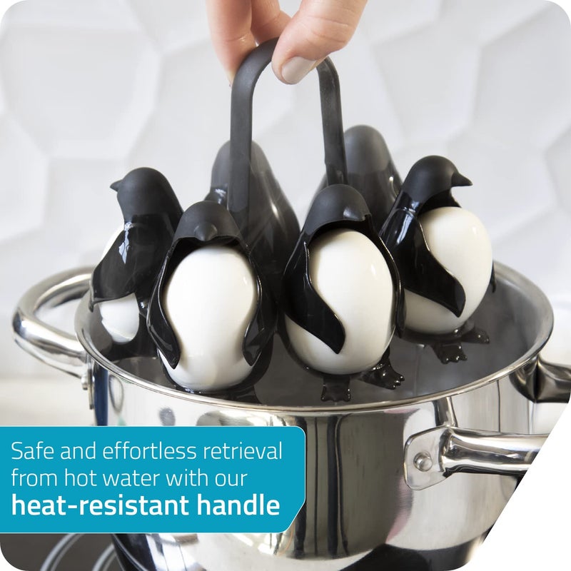Peleg Design Egguins 3-in-1 Cook, Store and Serve Egg Holder, Penguin-Shaped Egg Cooker for Making Soft or Hard Boiled Eggs, Holds 6 Eggs for Easy Cooking and Fridge Storage - Image 3